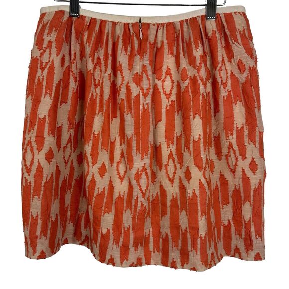 J. Crew Skirt Women Size 6 Orange Ikat Pleated A-Line Preppy Twee Dainty - Picture 5 of 9